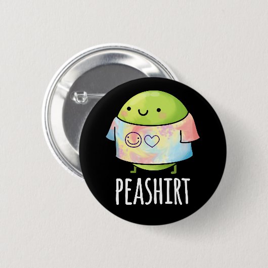 Pea Shirt Funny Veggie Pea TShirt Pun Dark BG Button (Vorne & Hinten)