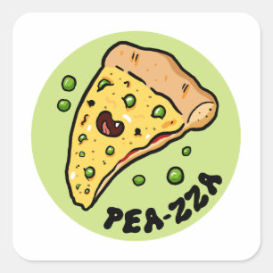 Pea-zza-Niedliche Pizza Gemüsegüpfelsticker Quadratischer Aufkleber