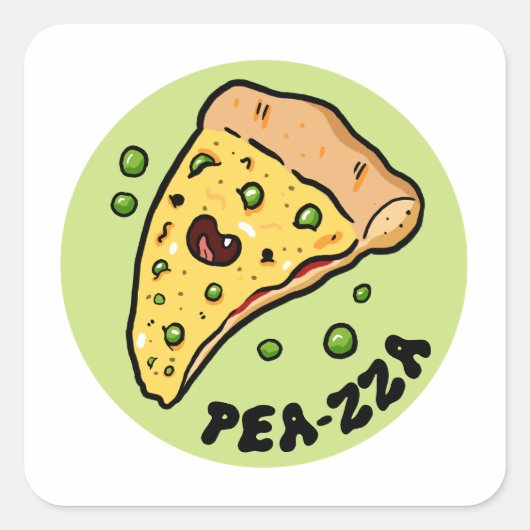 Pea-zza-Niedliche Pizza Gemüsegüpfelsticker Quadratischer Aufkleber (Vorderseite)