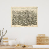 Peabody Massachusetts 1877 Antique Panoramabalkart Poster (Küche)