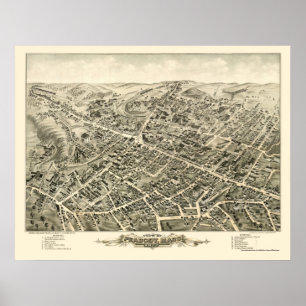 Peabody, panoramische Karte MAs - 1877 Poster