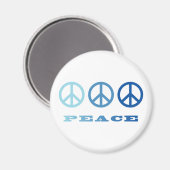 Peace 3 Symbols (blau) Magnet (Vorderseite/Rückseite)