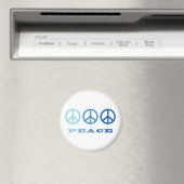Peace 3 Symbols (blau) Magnet (In Situ (Geschirrspüler))