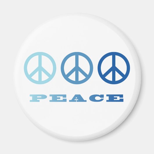 Peace 3 Symbols (blau) Magnet (Vorne)