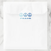 Peace 3 Symbols (blau) Runder Aufkleber (Tasche)