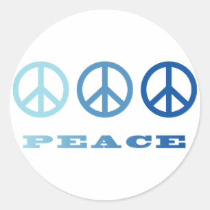 Peace 3 Symbols (blau) Runder Aufkleber