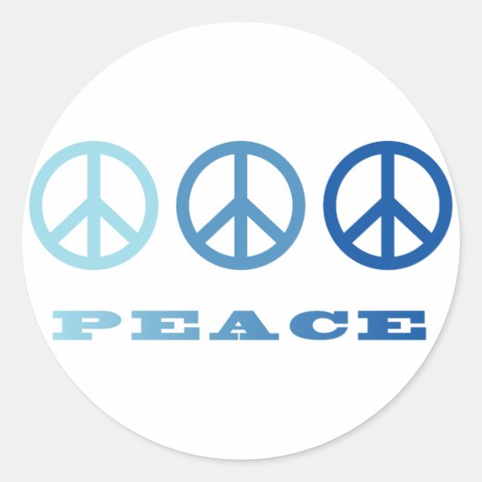 Peace 3 Symbols (blau) Runder Aufkleber (Vorderseite)