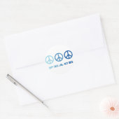 Peace 3 Symbols (blau) Runder Aufkleber (Umschlag)