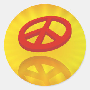 Peace 3D / Reflexion   gelb Runder Aufkleber