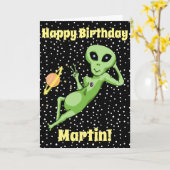 Peace Alien Birthday Card Karte (Gelbe Blume)