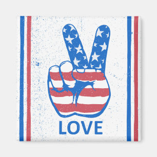 Peace American Flag Pattern Magnet