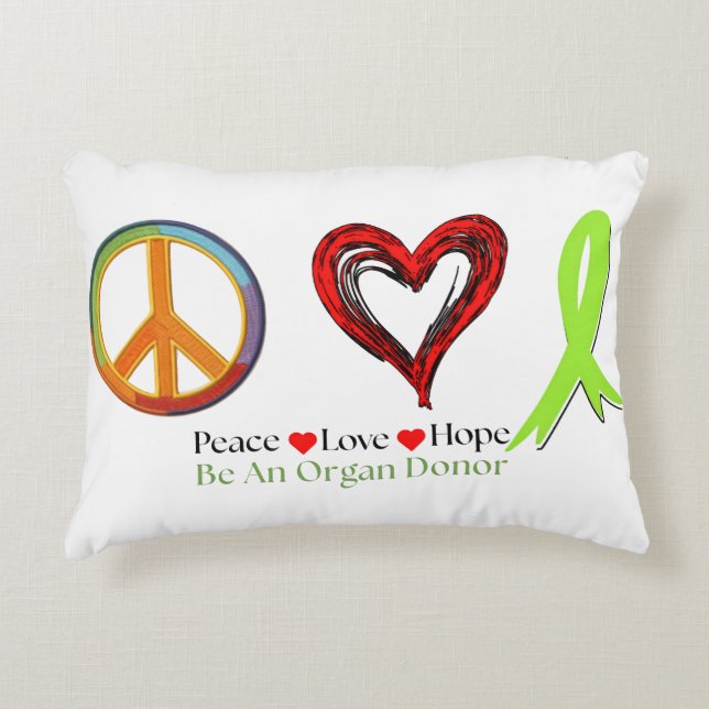 Peace and Hope Organ Donation Awareness Dekokissen (Vorderseite)