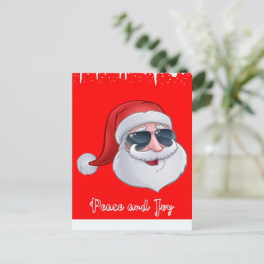 Peace and Joliday Card Red Feiertagspostkarte (Stehend Vorderseite)