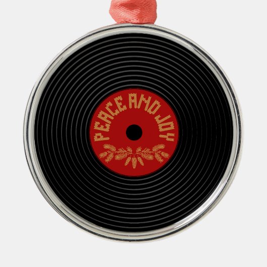 Peace and joy vinylrecord design ornament aus metall (Vorne)