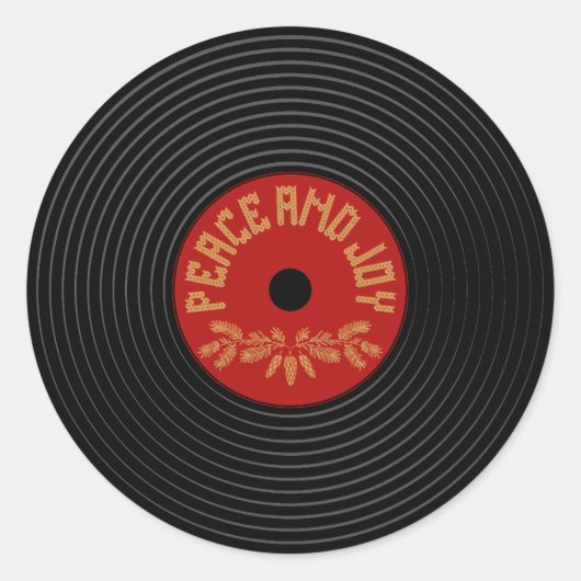 Peace and joy vinylrecord design runder aufkleber (Vorderseite)