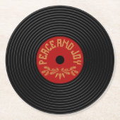 Peace and joy vinylrecord design runder pappuntersetzer (Vorderseite)