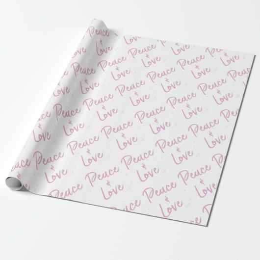 PEace-and-Liebe-Pink Geschenkpapier (Ungerollt)
