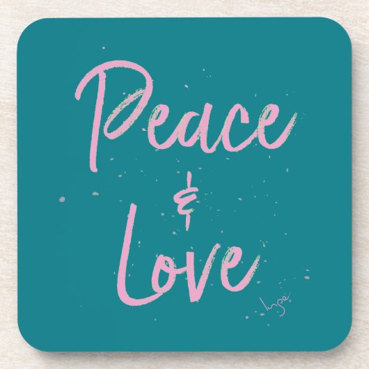 PEace-and-Liebe-Pink Untersetzer (Vorderseite)