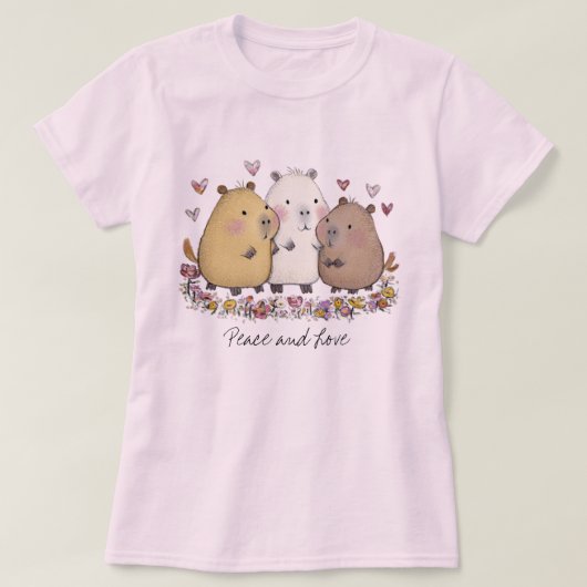 Peace and Love Capybara T-shirt (Design vorne)