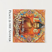 PEACE AND LOVE IS MY RELIGION WALL ART TAPESTRY WANDTEPPICH (Vorderseite (Horizontal))