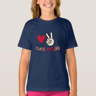 Peace and Love Mädchen T-Shirt Süßes Herz und Er