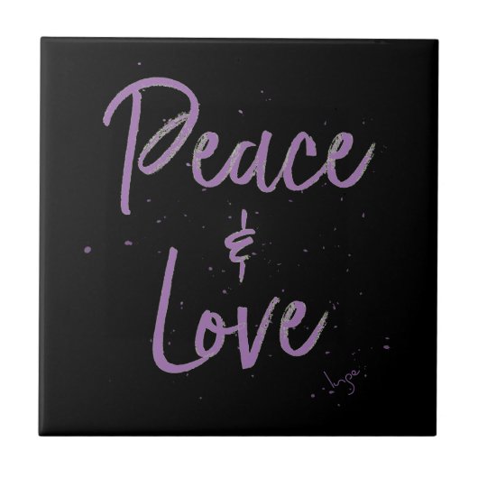 PEACE-and-Love-Purple Fliese (Vorderseite)