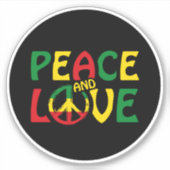 PEACE and LOVE, reggae style Aufkleber (Vorderseite)