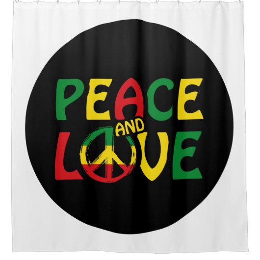 PEACE and LOVE, reggae style Duschvorhang (Vorderseite)