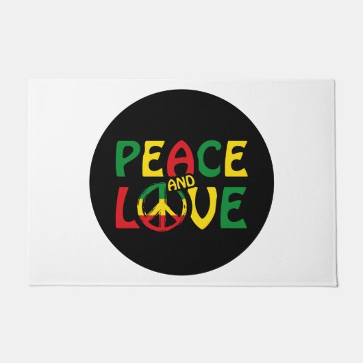 PEACE and LOVE, reggae style Fußmatte (Vorderseite)
