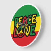 PEACE and LOVE, reggae style Große Wanduhr (Winkel)