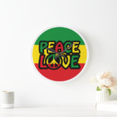 PEACE and LOVE, reggae style Große Wanduhr (Zuhause)