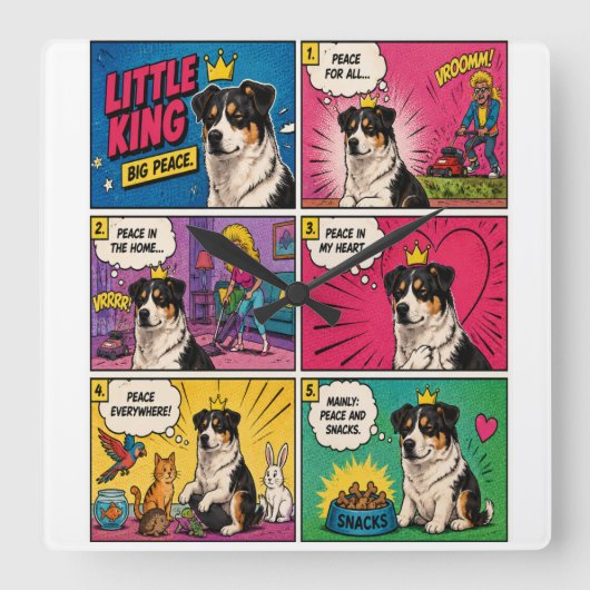 Peace And Snacks Comic Hund Uhr (Vorderseite)