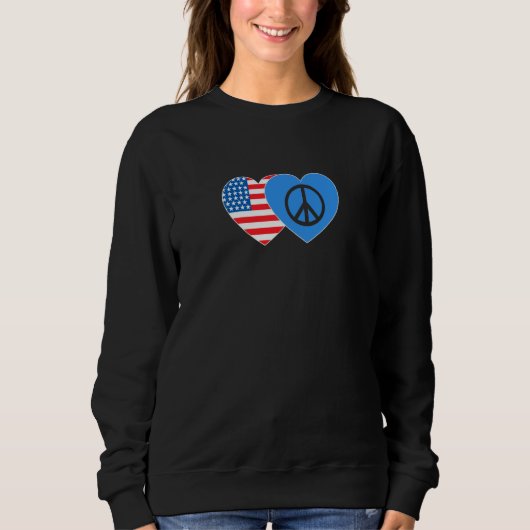 Peace and USA Flag Twin Heart for Peacemaker Ameri Sweatshirt (Vorderseite)