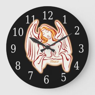 Peace Angel Round Clock Große Wanduhr