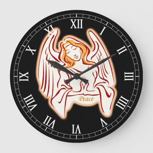Peace Angel Round Roman Numerals Clock Große Wanduhr (Vorderseite)