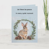 Peace at Christmas Rabbit Folded Greeting Card Karte (Vorderseite)