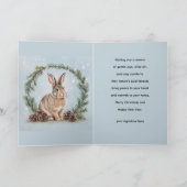 Peace at Christmas Rabbit Folded Greeting Card Karte (Innenseite)