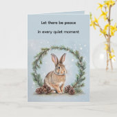 Peace at Christmas Rabbit Folded Greeting Card Karte (Gelbe Blume)