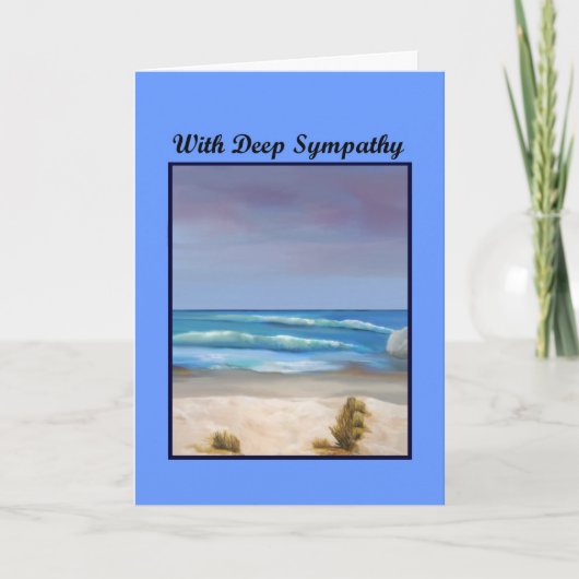 "Peace at Ocean's Shoreline Sympathy Card on Blue" Karte (Vorderseite)
