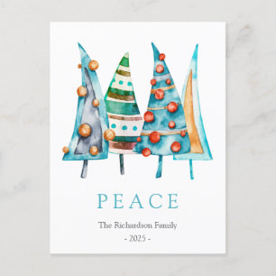 Peace Baby Doodle Pine Weihnachtsbaum Geschenke Feiertagspostkarte