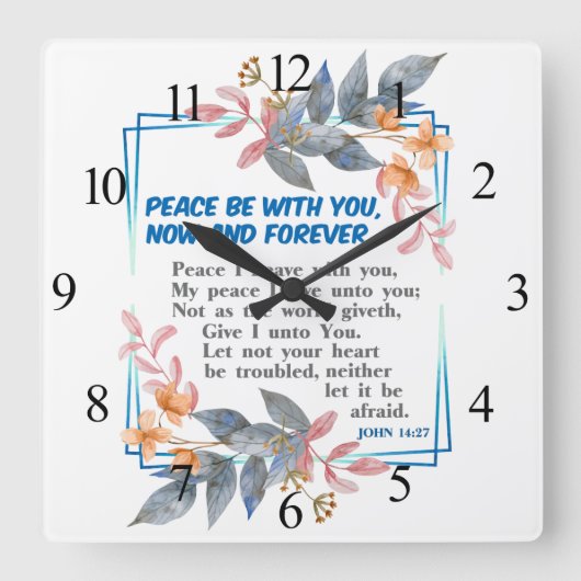 Peace be with you quadratische wanduhr (Vorderseite)
