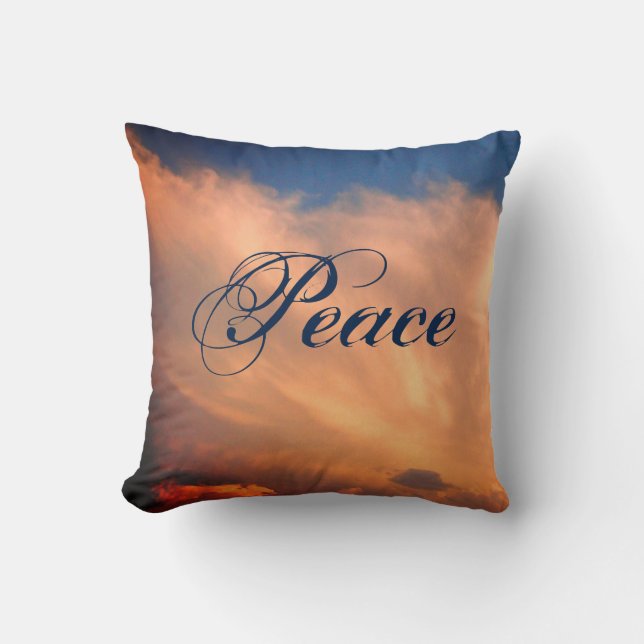 Peace Beautiful Bright Blue Sky Foto Pink Clouds Kissen (Vorderseite)