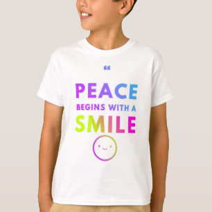 Peace Begins With A Smile Inspirational Quote T-Shirt