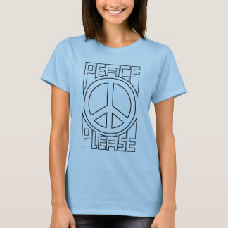 Peace Bitte Schwarze Kontur-Buchstaben T-Shirt