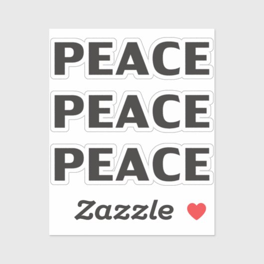Peace Black minimalistisch modern schlicht Aufkleber (Blatt)