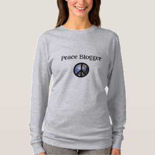 Peace Blogger Ladys Long Sleeved Gray T - Shirt