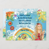 Peace Blond Hippie Girl Abschluss Einladung (Vorne/Hinten)