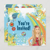 Peace Blond Hippie Girl Geburtstagsparty Einladung (Vorne/Hinten)