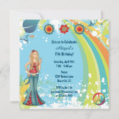 Peace Blond Hippie Girl Geburtstagsparty Einladung (Rückseite)