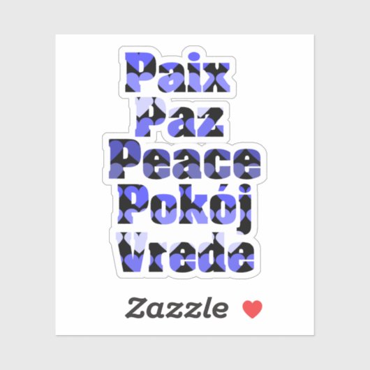 Peace Blue Hearts Many Languages Aufkleber (Blatt)